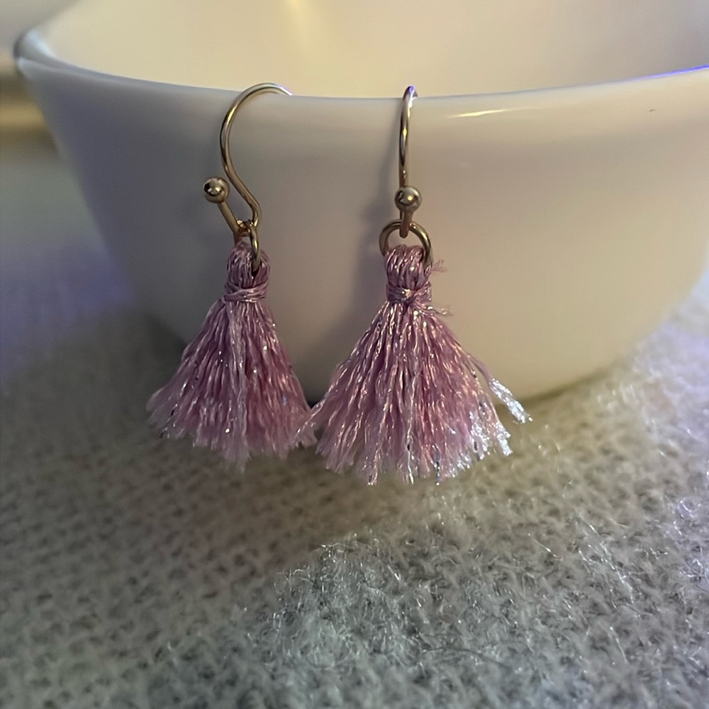 Purple tassel earrings